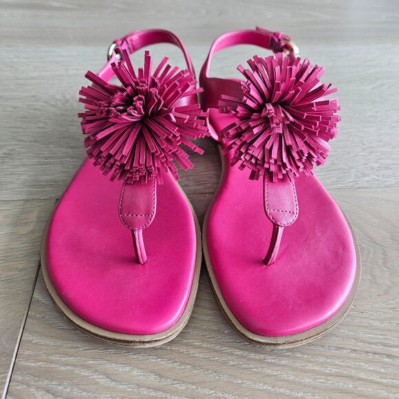 Michael Kors Fuchsia Pom Pom Sandals 7.5 - Picture 1 of 11